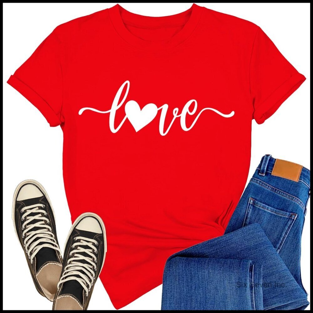 Romantic Love Heart Tee Women's T-Shirt Soft Breathable Fabric Valentine's Day